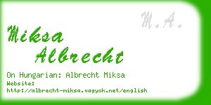 miksa albrecht business card